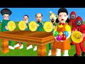 Squid Game (오징어 게임) vs Scary Teacher 3D Miss T and 3 Neighbor with Egg Throwing Game vs Yellow Candy