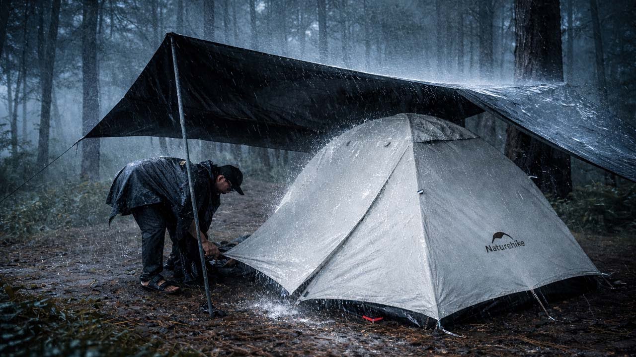 Solo Camping in Very Heavy Rain | Relaxing Rain Sounds | ASMR