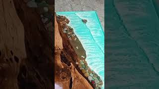 Epoxy coffee table with wonderful stoneresinart viralvideo diy art stones wood  woodturning