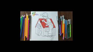 Coloring Dog House With Guy