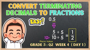 MATHEMATICS 5: QUARTER 2, WEEK 4 ( DAY 1) "Convert terminating decimals to fractions"