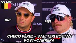 Las declaraciones Post Carrera de Checo Pérez DNF y Valtteri Bottas P18  en SPA Bélgica 2026