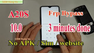 Samsung A20S Frp Bypass Android 10 without Sim Pin Solution June 2020.