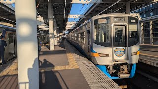 南海本線泉佐野駅 特急サザン12000系(9507F+12002F)発車