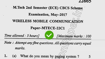 2017 Mdu MTech ECE 2nd Sem CBCS Wireless Computer Communication Question Paper