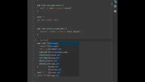Modern parser generator: misc IDE features