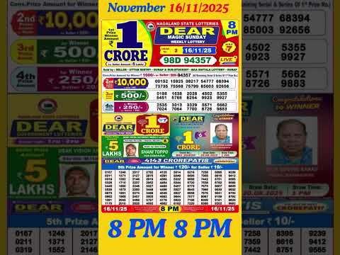 16 11 2025 8pm Nagaland State Dear Lottery Result Today Live Dear Morning Day Night Result