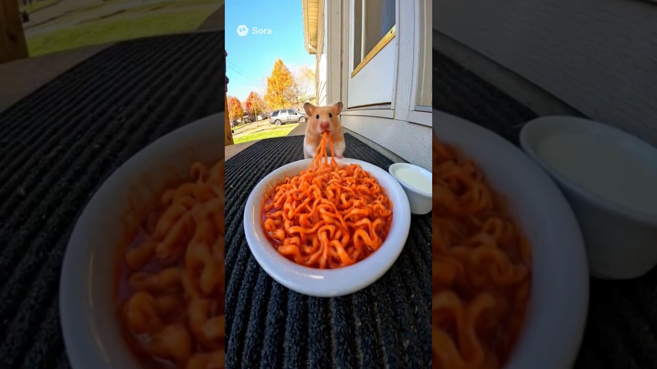 Little Hamster vs Spicy Noodles Funny Reaction