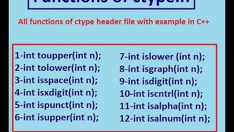 ctype header file all functions with example in C++