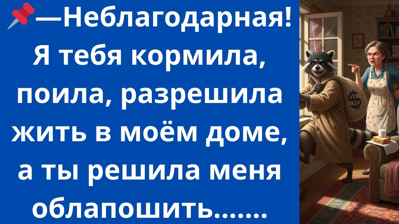 Неблагодарная! Я тебя кормила, поила, разрешила жить в моём доме, а ты решила меня облапошить...