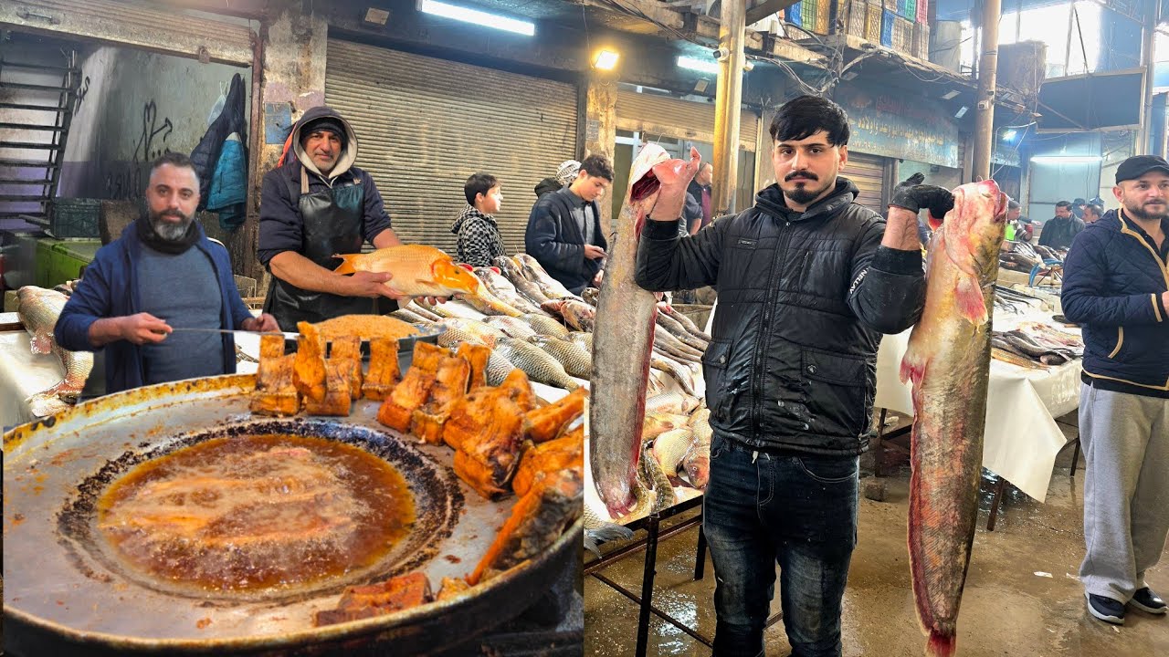 Крупнейший рыбный рынок в Ираке | Лучшая и самая дешевая улица с популярной едой в Ираке, Мосул