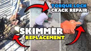 Complete Skimmer Replacement and Structural Crack Repair using Torque Lock Structural Staples