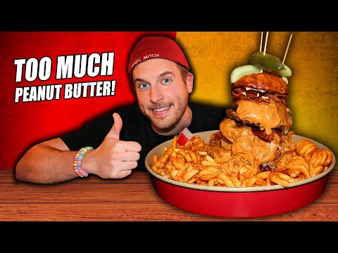 Battling This Giant Burger SMOTHERED in Peanut Butter!