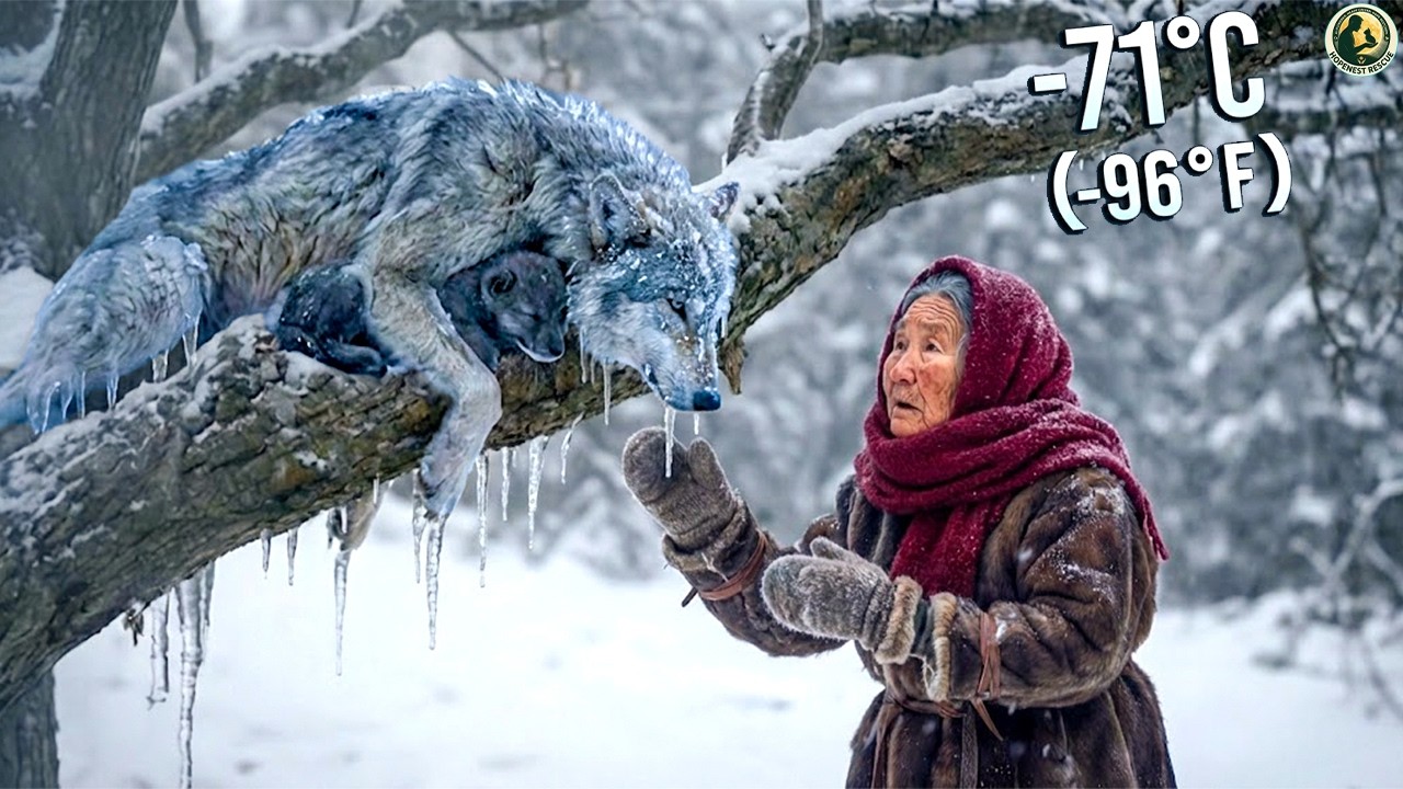 Пожилая женщина спасла замерзшую волчицу и ее детеныша — а затем произошло нечто неожиданное.