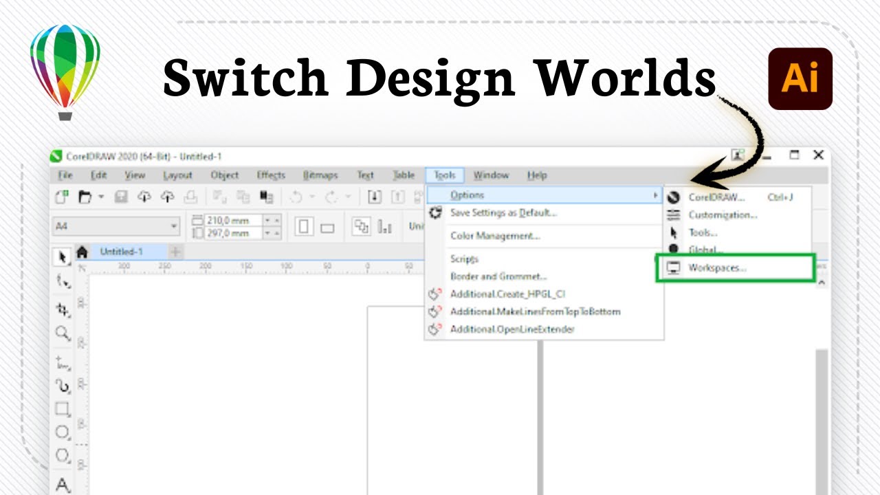 How to change workspace to adobe Illustrator in CorelDRAW - YouTube