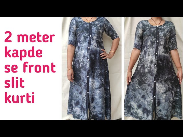 Front Slit Kurti Cutting And Stitching | English Subtitles | Stitch By  Stitch - YouTube