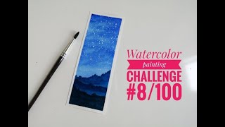 How to Draw Monochromatic Watercolor Galaxy Sky Bookmark|Step by step painting guide for beginners