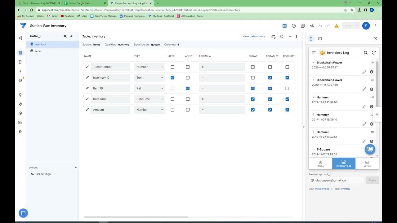 AppSheet Simple Inventory YouTube