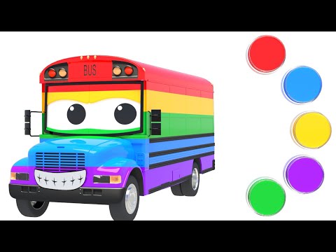 Drawing &amp;amp; Coloring Wheels on the Bus Song | Super Lime And Toys Nursery Rhymes &amp;amp; Kids Songs