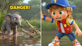 Toby Saves A Baby Elephant From Crocodile Attack - Animal Rescue Cartoon