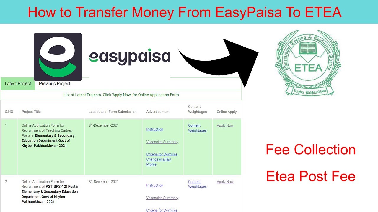 How to transfer money from easypaisa to etea | ETEA online payment via Easypaisa