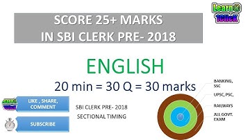 Score 25+ marks in ENGLISH in sbi Clerk pre- 2018 only in 20 minute