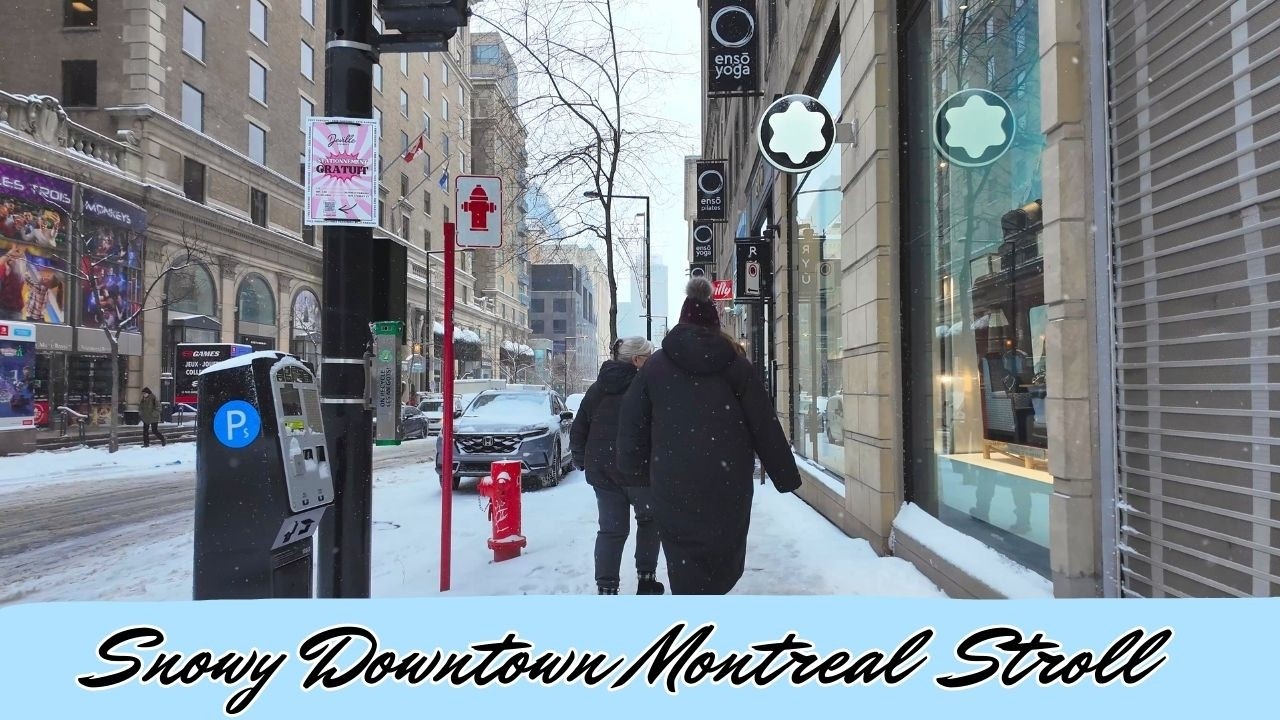 Snowy Downtown Montreal Walk / Winter 2026 Urban Ambience [4K]