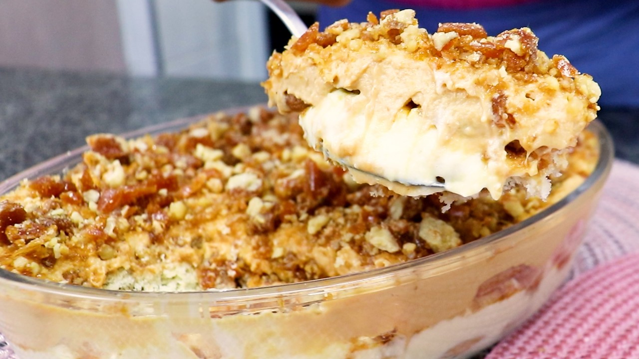 A MELHOR SOBREMESA DE DOCE DE LEITE! PAVÊ CREMOSO E CROCANTE PARA O DIA DOS PAIS!  Isamara Amâncio
