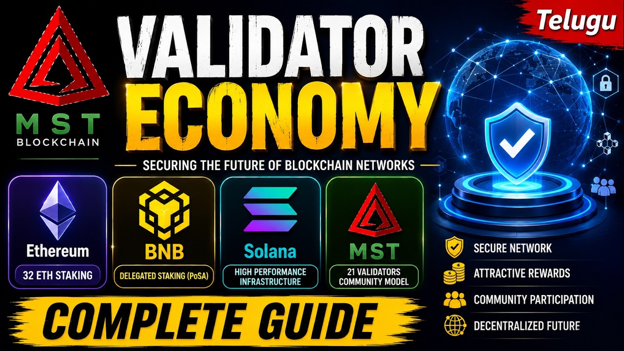 Blockchain Validator Explained in Telugu | Ethereum, BNB, Solana & MST Complete Comparison