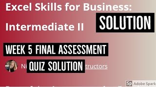 Coursera: Excel skills for Business intermediate 2  Week 5 final assignment answer | excel solution