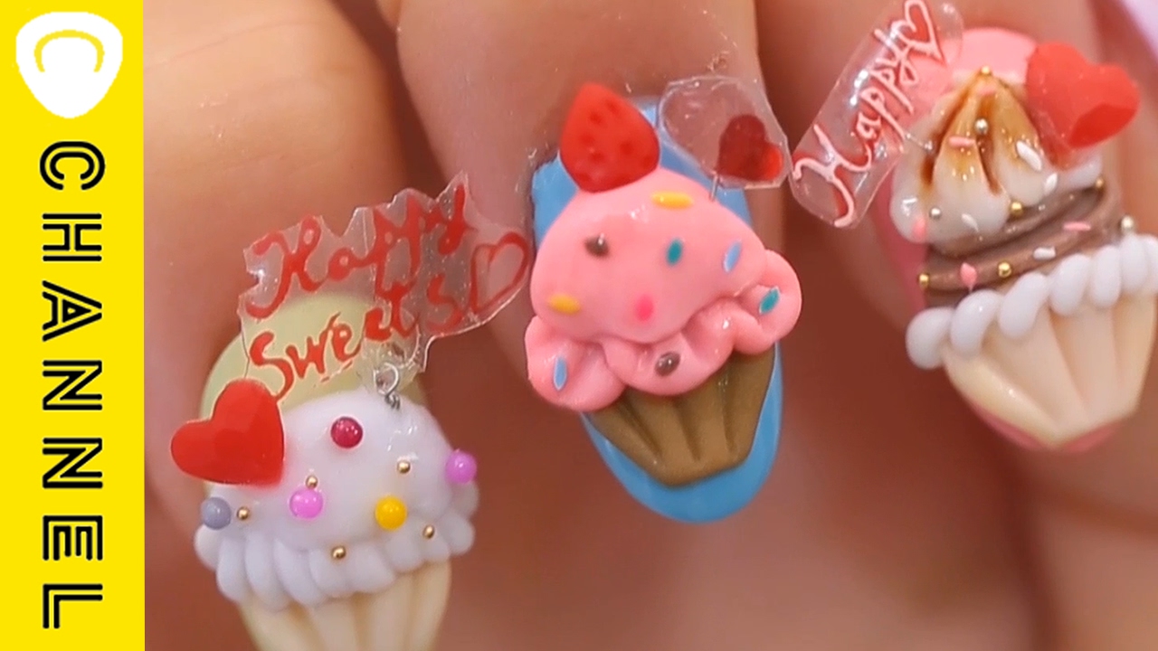 思わず食べたくなる ジェニックカップケーキネイル 3d Cupcake Nail Art Youtube
