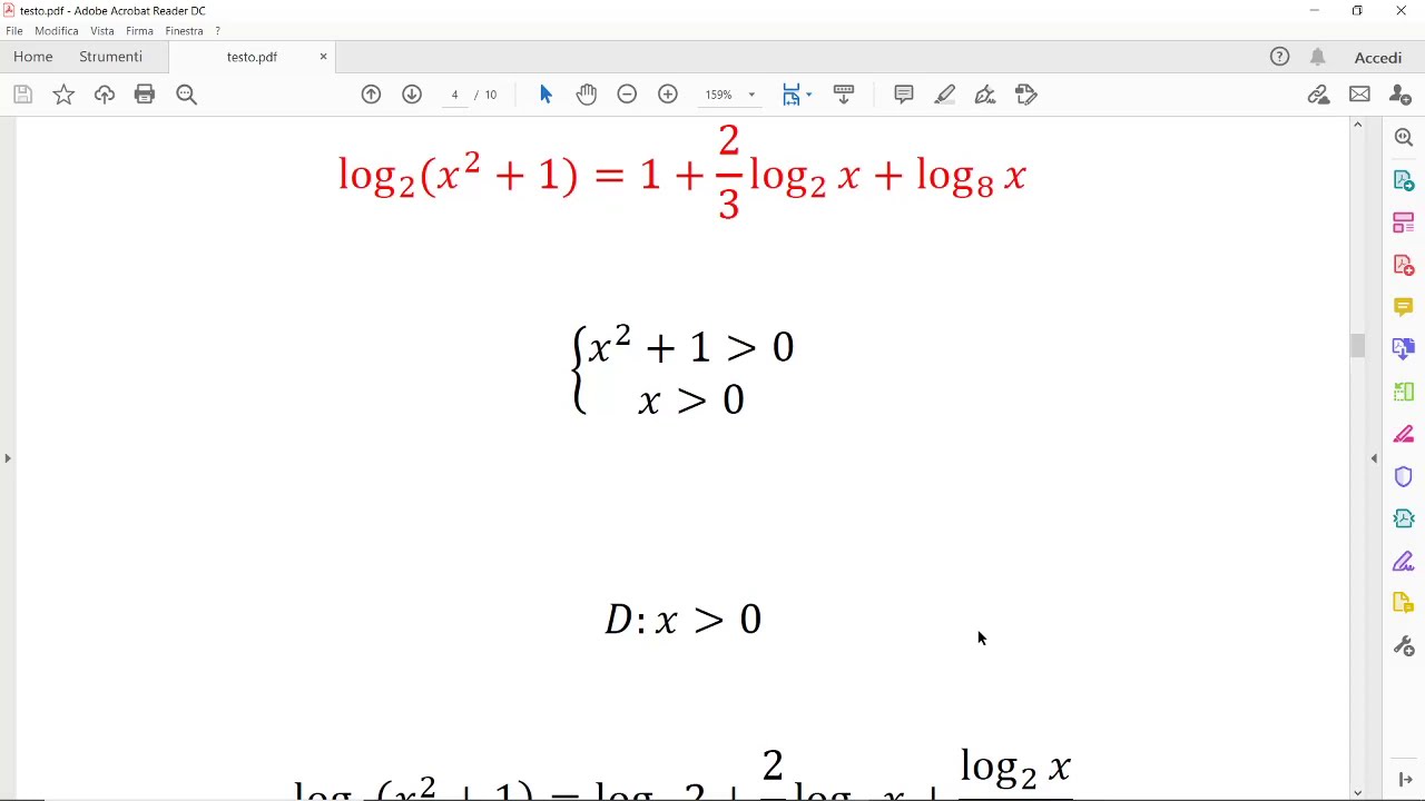 Equazioni Logaritmiche Esercizi Svolti Youtube