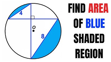 Find area of blue shaded region in a circle | Chord lengths are 4 and 8 | Important skills explained