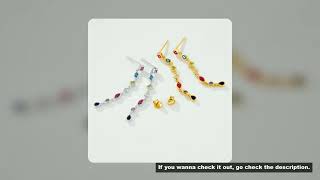 ANDYWEN 925 Sterling Silver Gold Rainbow Cross Zircon Necklace Long Chain Drop Earring 2020 Rock Pun