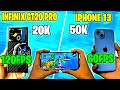 INFINIX GT20 PRO VS IPHONE 13 🔥😨 120FPS VS 60 FPS BEST GAMING PHONE UNDER 20K