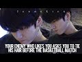 your enemy who likes you asks you to tie his hair before the basketball match | j.jk oneshot