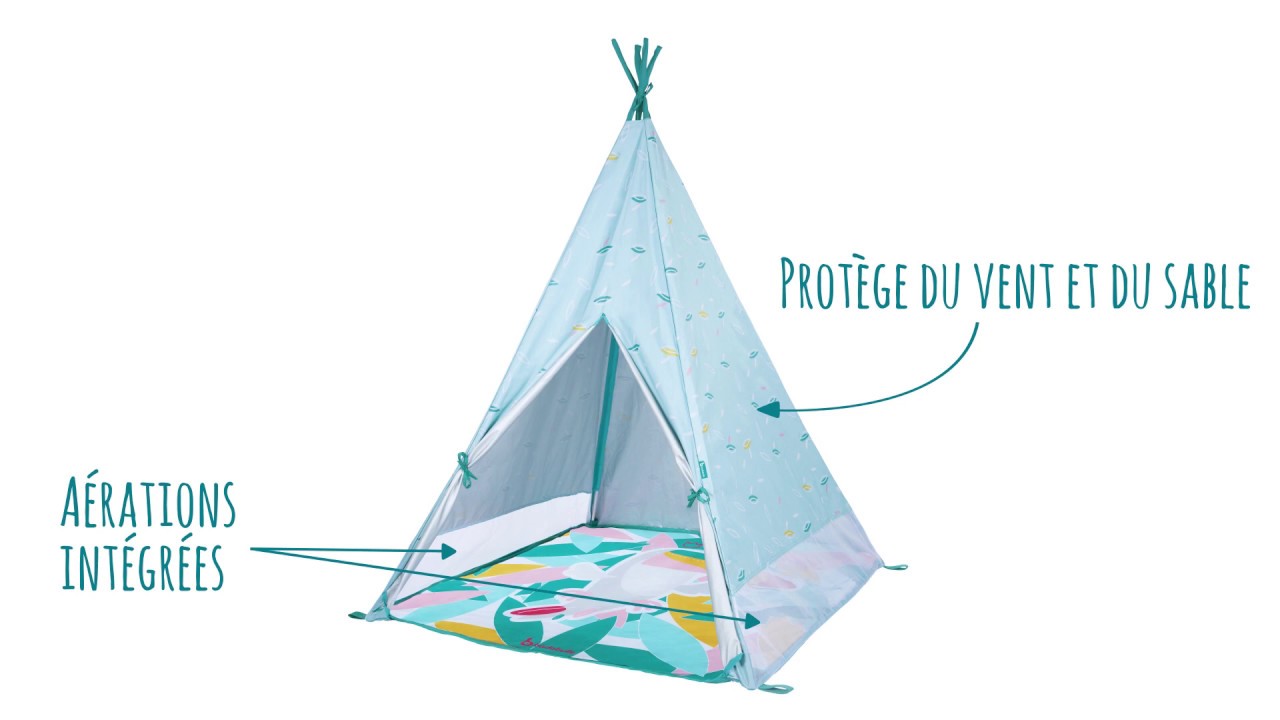 Badabulle Tipy Jungle – Tipi Enfant Anti-UV FPS 50+ – 1x1x1,20 M – Matelas Waterproof Inclus – Pour Intérieur Et Extérieur