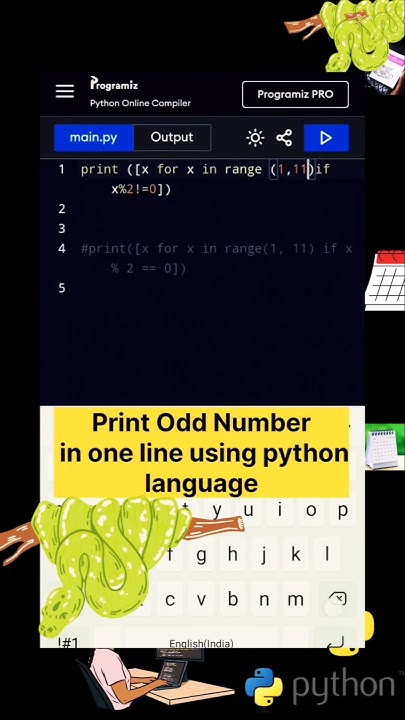 Print ODD number in one line using python language #python #code # ...