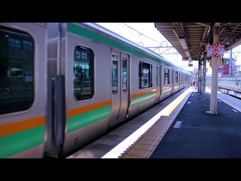 JR東日本　東北本線久喜駅2番線　快速宇都宮行き（E231系）入線・発車（発車メロディ）