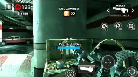 Dead trigger 2 minigun & rocket launcher level 57 gameplay take no damage iOS on hard TDU 50+