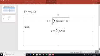 Google Sheets - Standard Deviation of a Discrete Population Probability Distribution
