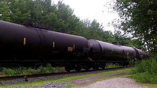 CN U760 w/ CN Engines 2861 & 2878 lead this long SB Loaded Crude Oil train thru Severn Bridge