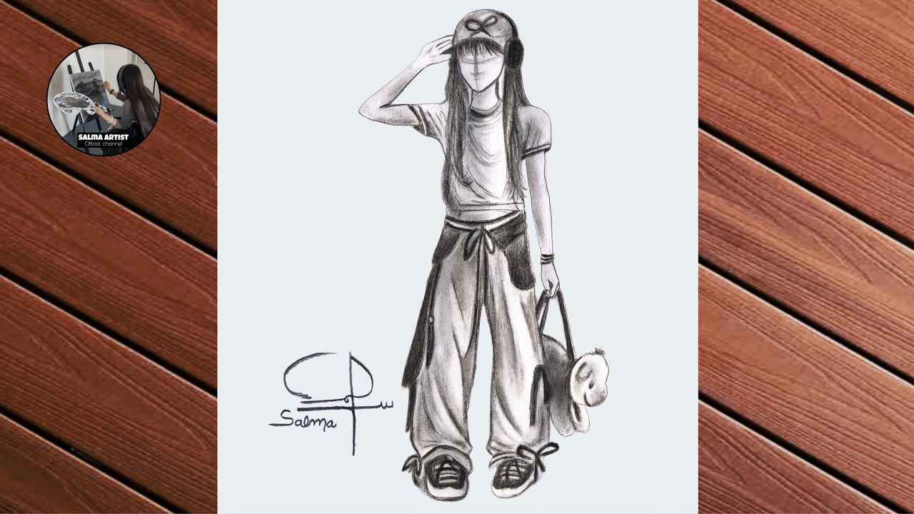 Aesthetic Girl Pencil Sketch | Hand Drawn Black and White Art