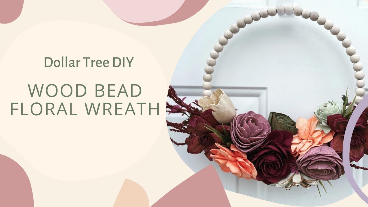 Dollar Tree Wood Bead Floral Wreath | Fall Decor | Sola Wood Flowers ...
