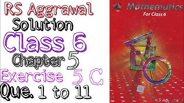 Rs aggrawal solution class 6 Chapter 5 Exercise 5 C Question 1, 2,3,4,5,6,7..to 11  | MD Sir