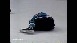 Darius Kasparaitis almost kills Sharks Bob Errey with a dirty hit (1994)