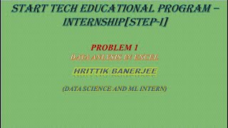 Start-Tech Data Science and ML Internship: Task 2_problem 1(Excel)