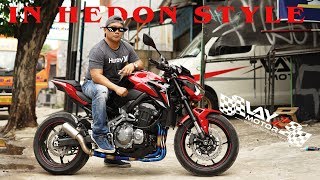 Kawasaki Z900 In Hedon Style Full System Pipe Anium Blue Sc Project Z900