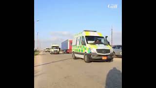 Qatar Fund for Developments ambulances arrive in the Gaza Strip via Rafah crossing