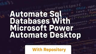automate sql databases with microsoft power automate desktop